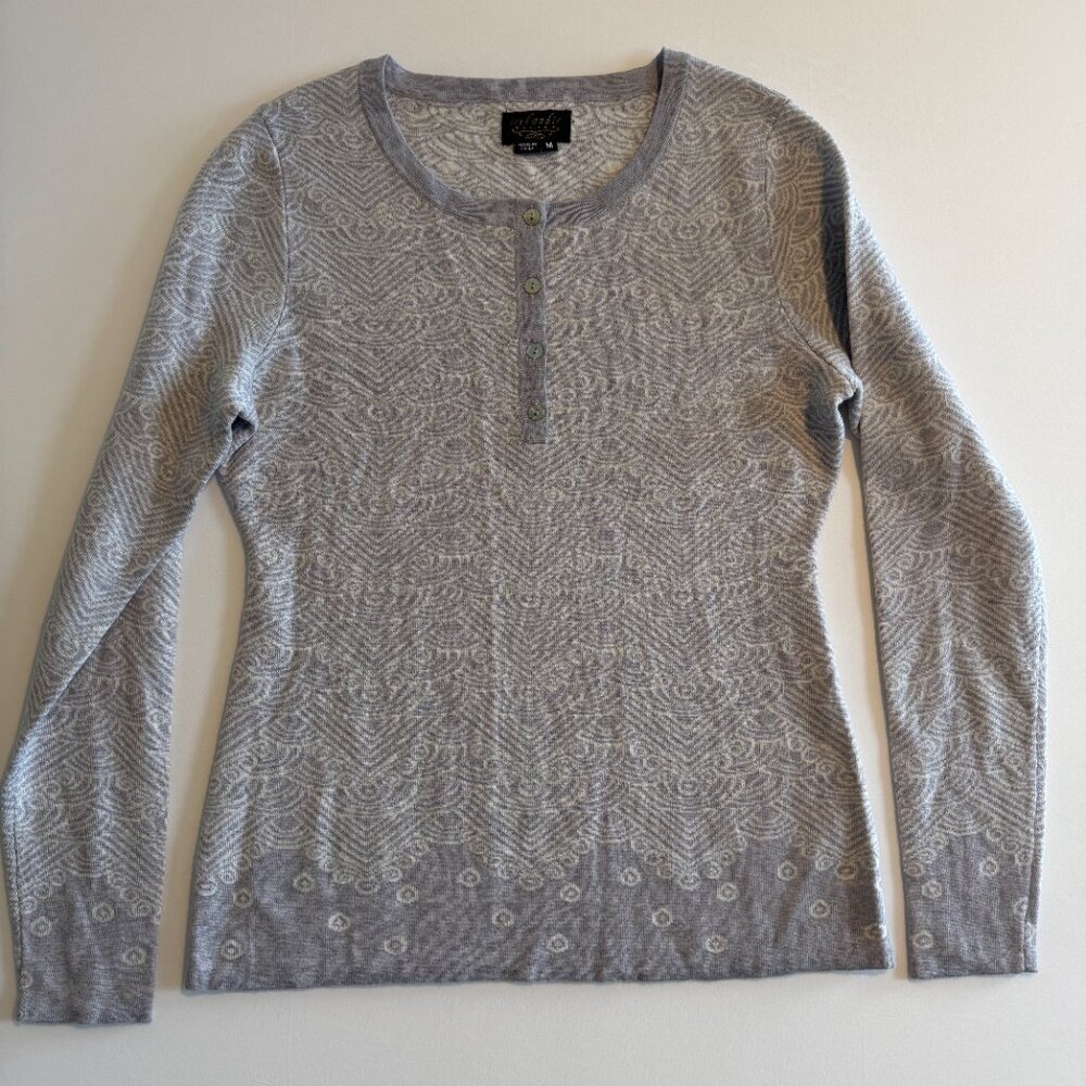 ICELANDIC DESIGN Reykjavik Henley 100% Merino Wool Gray Pearl Medium - Picture 12 of 14